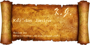 Kádas Janina névjegykártya